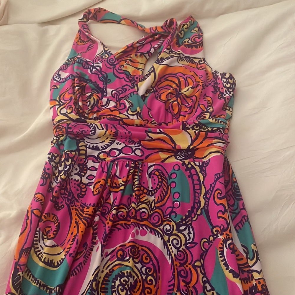 Lilly Pulitzer Vibrant Pink and Orange Maxi Dress